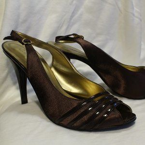 Open-Toed Chocolate Colored Slingback Heels